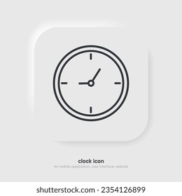 Time and clock icon. Clock icon in trendy flat and line style isolated on background. Icons for date, time, era, duration, period, span, hour, minute, watch, timer, time keeper.