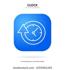 Time and clock icon. Clock icon in trendy flat and line style isolated on background. Icons for date, time, era, duration, period, span, hour, minute, watch, timer, time keeper.