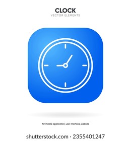 Time and clock icon. Clock icon in trendy flat and line style isolated on background. Icons for date, time, era, duration, period, span, hour, minute, watch, timer, time keeper.