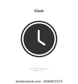 Time and clock icon. Clock icon in trendy flat and line style isolated on background. Icons for date, time, era, duration, period, span, hour, minute, watch, timer, time keeper.