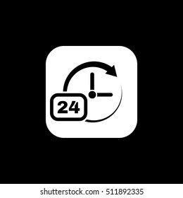 Time, clock icon. Time and watch, timer, 24 hours symbol. UI. Web. Logo. Sign. Flat design. App. Stock vector