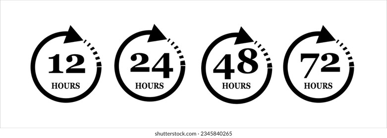 Time and clock icons. Infinity time and 24 hours icon