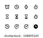 Time and Clock icons on white background. Vector illustration.
