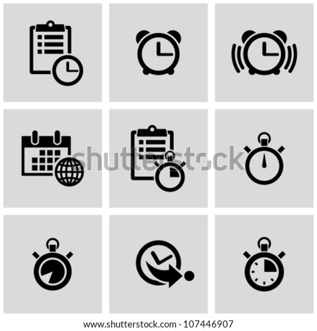 Time clock icons set.