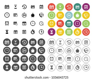 Time clock icons set - alarm & timer sign and symbols