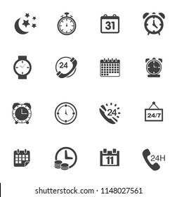Time clock icons set - alarm & timer sign and symbols