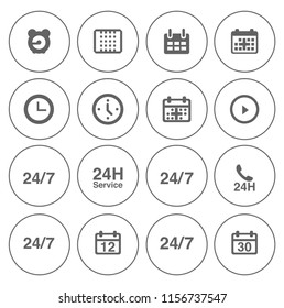 Time clock icons set - alarm & timer sign and symbols