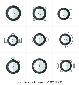 Time Clock Icons Set black and white