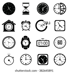 Time clock icons set illustration