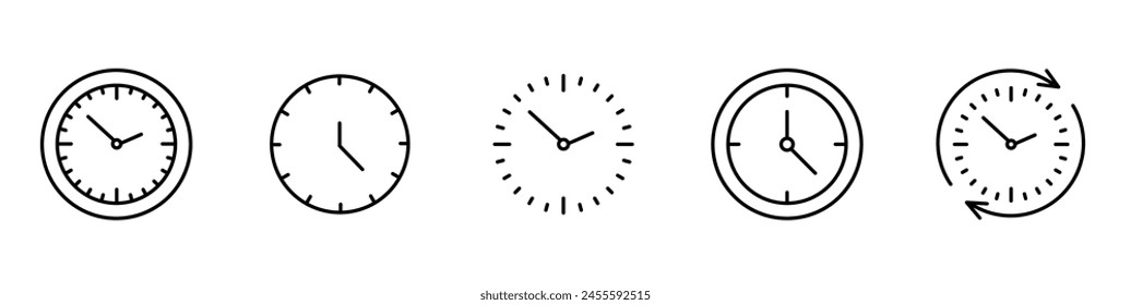 Time and Clock icons. Clock icons set isolated on white background. Time icon. Vector