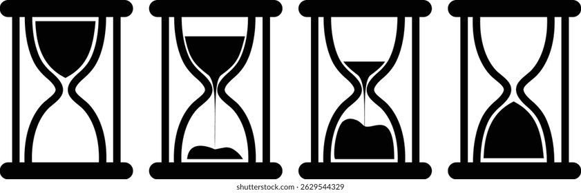 Time and clock icons set. Time management concept, fast stopwatch, rest watch hourglass watch clock sign collection speed clock symbol vector isolated on transparent background.