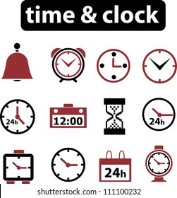 time & clock icons set. vector
