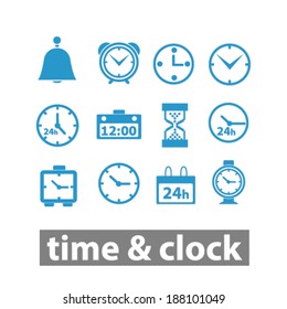 time, clock icons set, vector