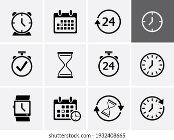 Time and clock Icons set. Vector timer