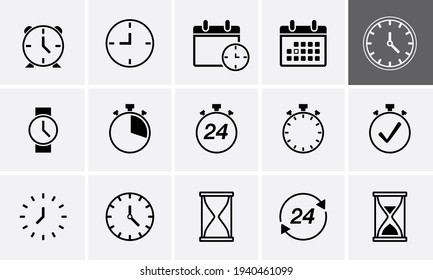 Time and clock Icons set. Vector timer