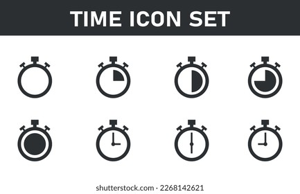 Time and clock icons set Vector Illustration.