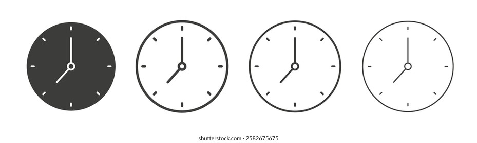 Time clock icons set vectors graphic designs