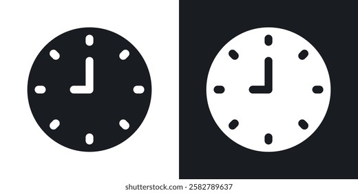 Time clock icons set vectors black and colored style