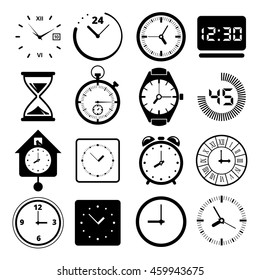 Time Clock Icons - Clock, Time, Stopwatch, Alarm Clock, Wristwatch
