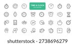 Time and Clock Icons. Thin Line Symbol Elements Collection.