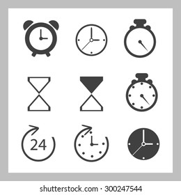 Time and Clock icons. Vector illustration.