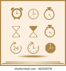 Time and Clock icons. Vector illustration.