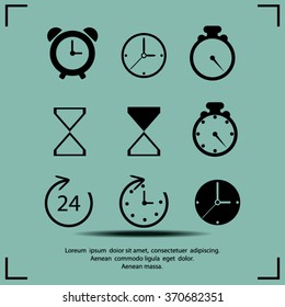 Time and Clock icons. Vector illustration.