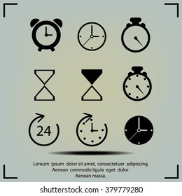 Time and Clock icons. Vector illustration.