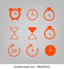 Time and Clock icons. Vector illustration.