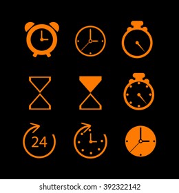 Time and Clock icons. Vector illustration.