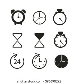 Time and Clock icons. Vector illustration.