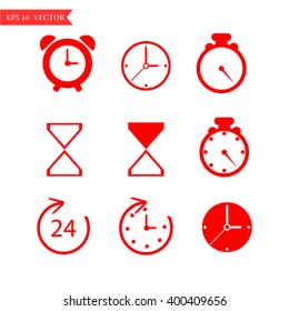 Time and Clock icons. Vector illustration.