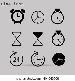 Time and Clock icons. Vector illustration.