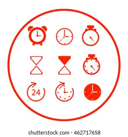 Time and Clock icons. Vector illustration.