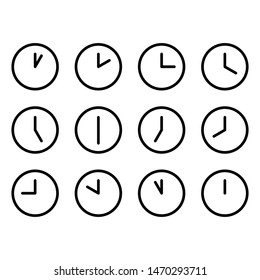 Time and clock icons . Vector linear icon set.  Vector illustration