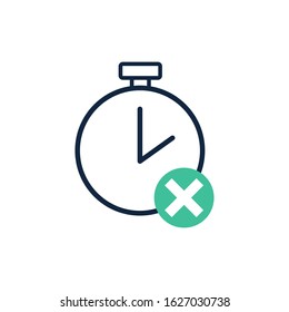 Time and clock line with cross sign,vector illustration
