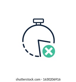 Time and clock line with cross sign,vector illustration