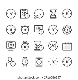 Time clock line icon isolated set. Vector graphic design illustration