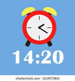 Time and clock line icon on blue background. Vector illustration in trendy flat style. ESP 10.
