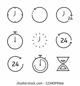 Time and clock line icon set. Vector  illustration