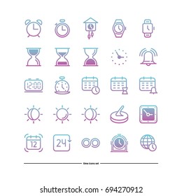Time and clock line icons