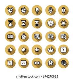 Time and clock line icons