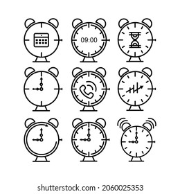 Time clock line icons  Alarm and Smartwatch Time  24 hour clock