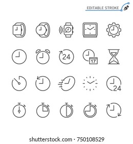 Time and clock line icons. Editable stroke. Pixel perfect.