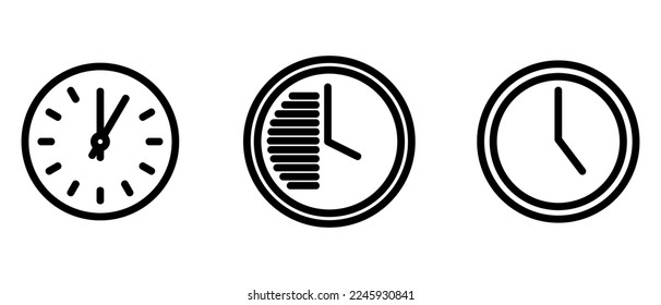 Time and clock line icons isolated sign symbol vector illustration - high quality black style vector icons
