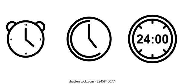 Time and clock line icons isolated sign symbol vector illustration - high quality black style vector icons
