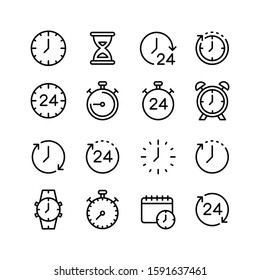 Time and clock line icons set vector. - Shutterstock ID 1591637461