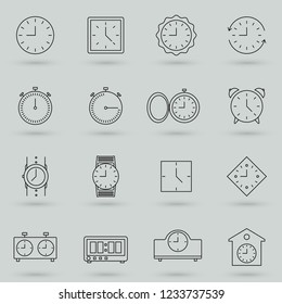 Time and clock line icons. Vector linear icon set.