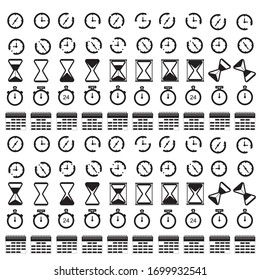 Time and clock line icons. Vector linear icon set.
