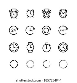 Time and clock line icons. Vector linear icon set isolated on white background. Vector illustration EPS 10